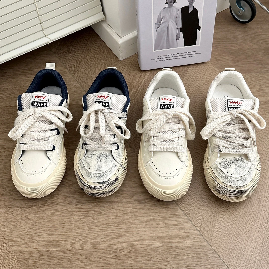 2025新款做旧脏脏男鞋原创设计小众板鞋春季小众厚底休闲运动鞋子