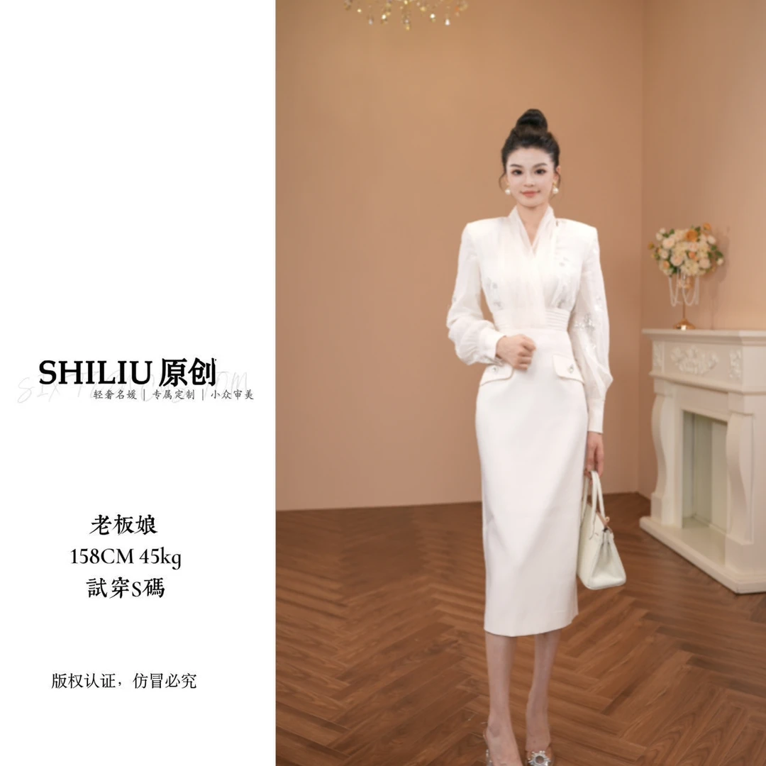 【十六定制】新款黑色显瘦亮片时尚女装连衣裙51135