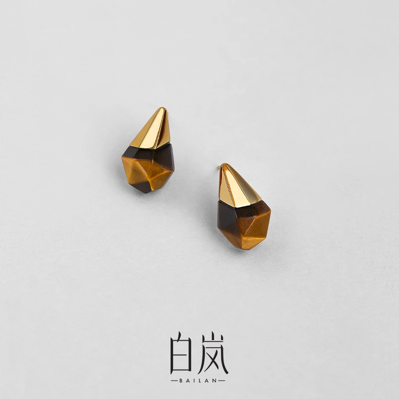 【8月新品】关山耳钉天然敦煌简约轻奢虎睛石文艺古风耳饰ED4717