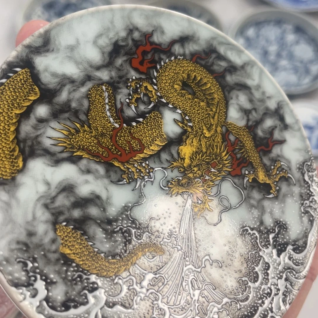 瓷片景德镇墨龙游海盖置