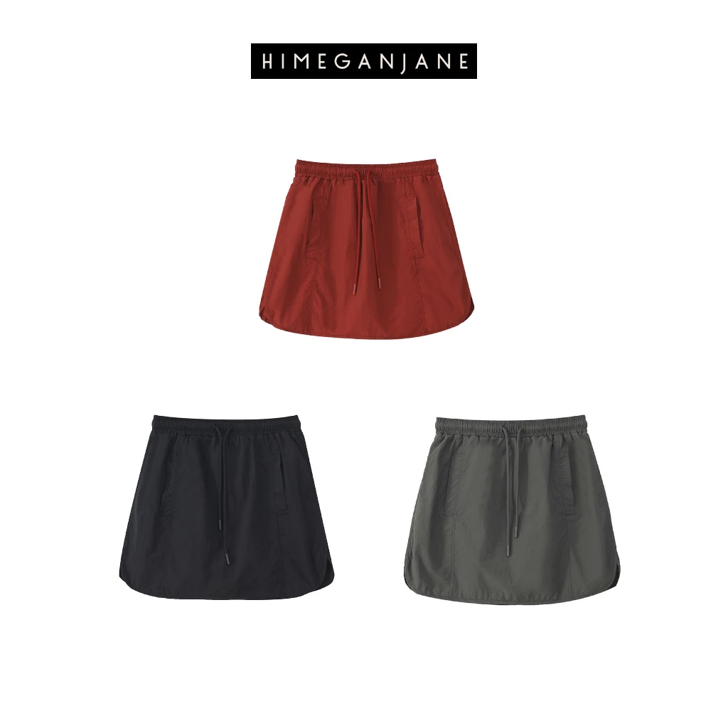 HIMEGANJANE 轻户外裙裤 美式休闲抽绳松紧腰A版半身裤裙12299