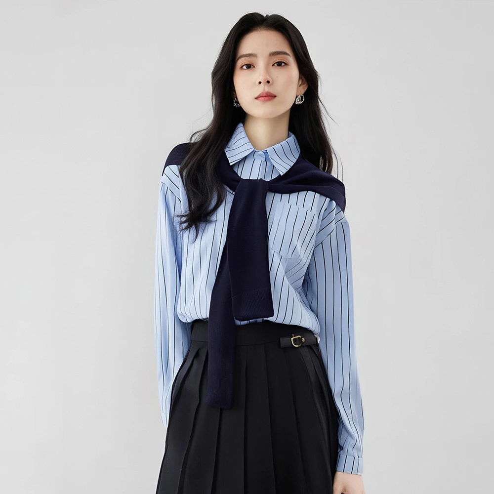 YPUT秋季女士时尚休闲可拆卸披肩衬衫YHG203040E