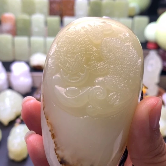 石材方解石手把件