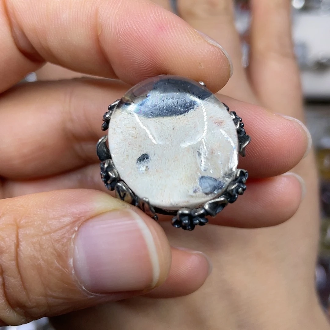 【闪购商品】银S925镶嵌珠宝半成品水晶戒指