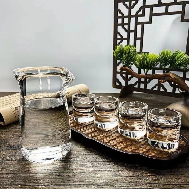 原矿石水晶玻璃分酒器白酒杯酒具套装手工打磨水杯子高档送礼高端