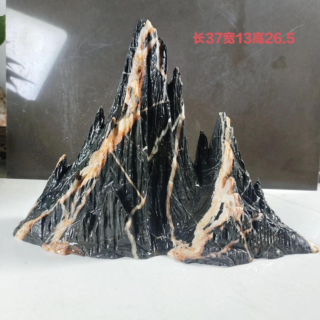 新中式室内茶几客厅玄关靠山石装饰品