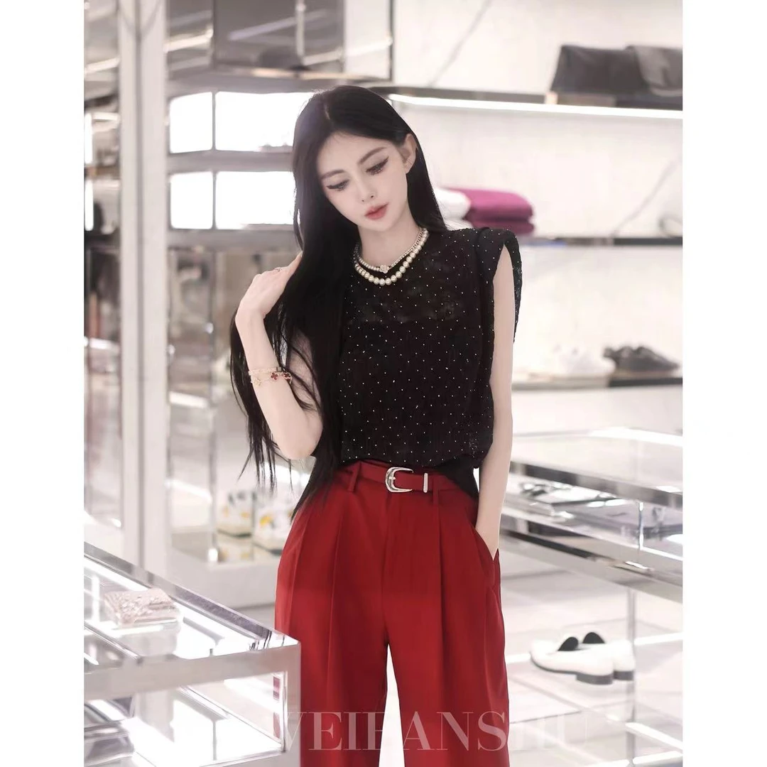 WEIFANSHU/魏凡舒【曼谷热浪】上衣黑色无袖时尚潮流百搭精品女装