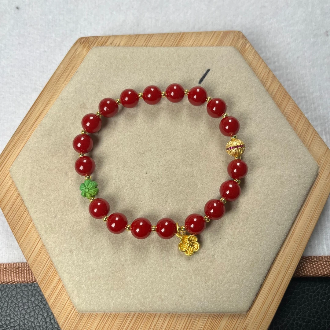 074小日子啊卡牛学红色圆珠手链