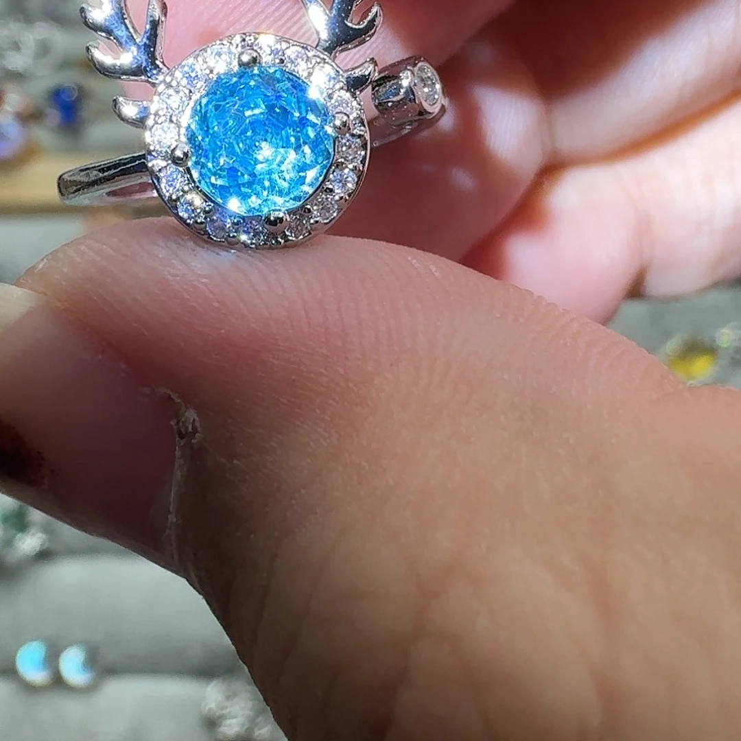 绿水晶戒指银S925镶嵌