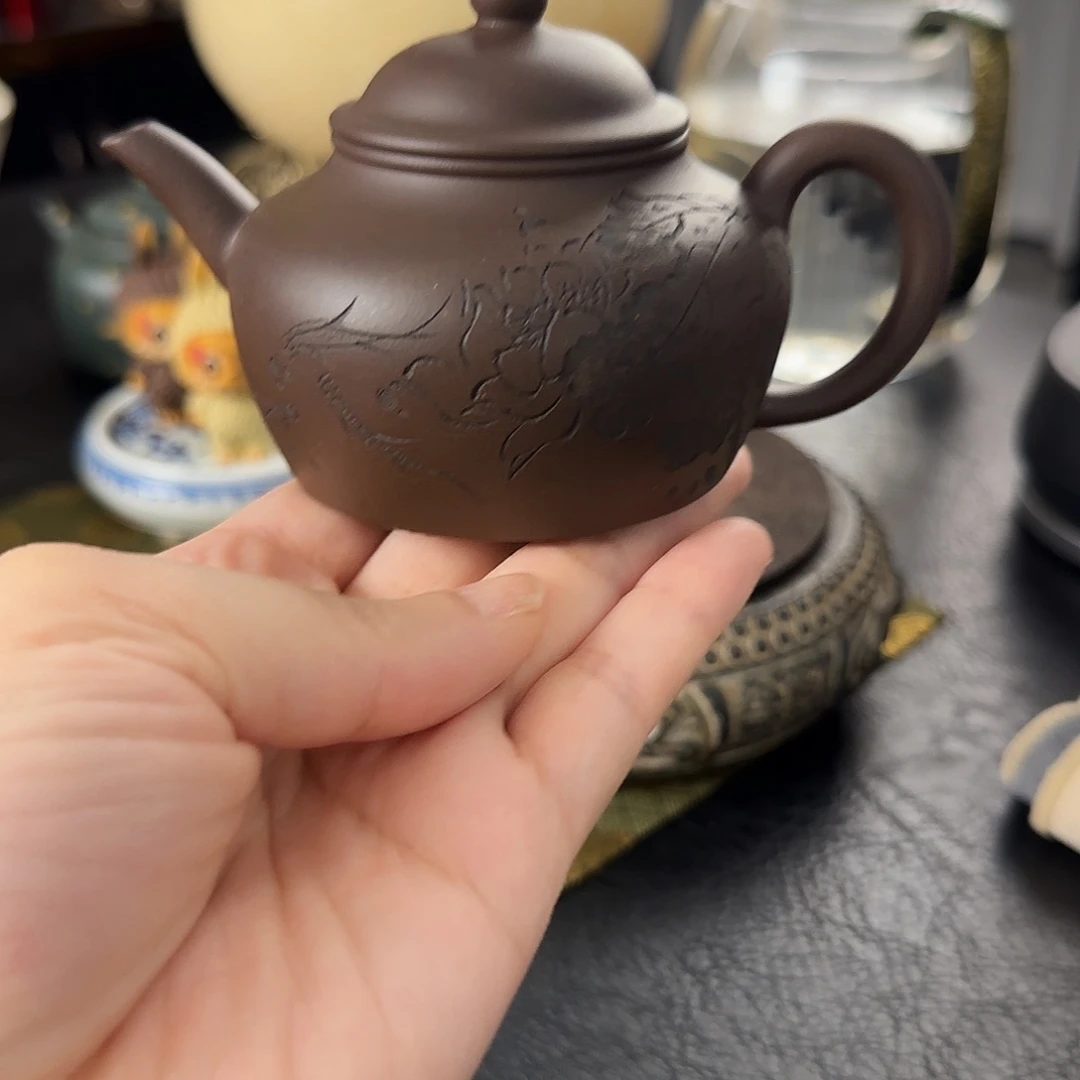扁***茶壶紫砂老紫泥官帽容量140cc
