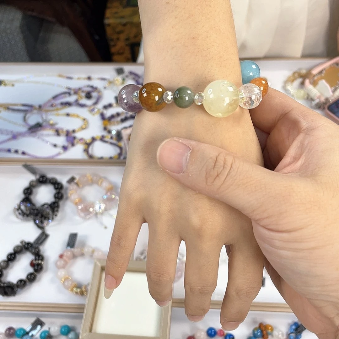 水晶手链银S925镀金镶嵌