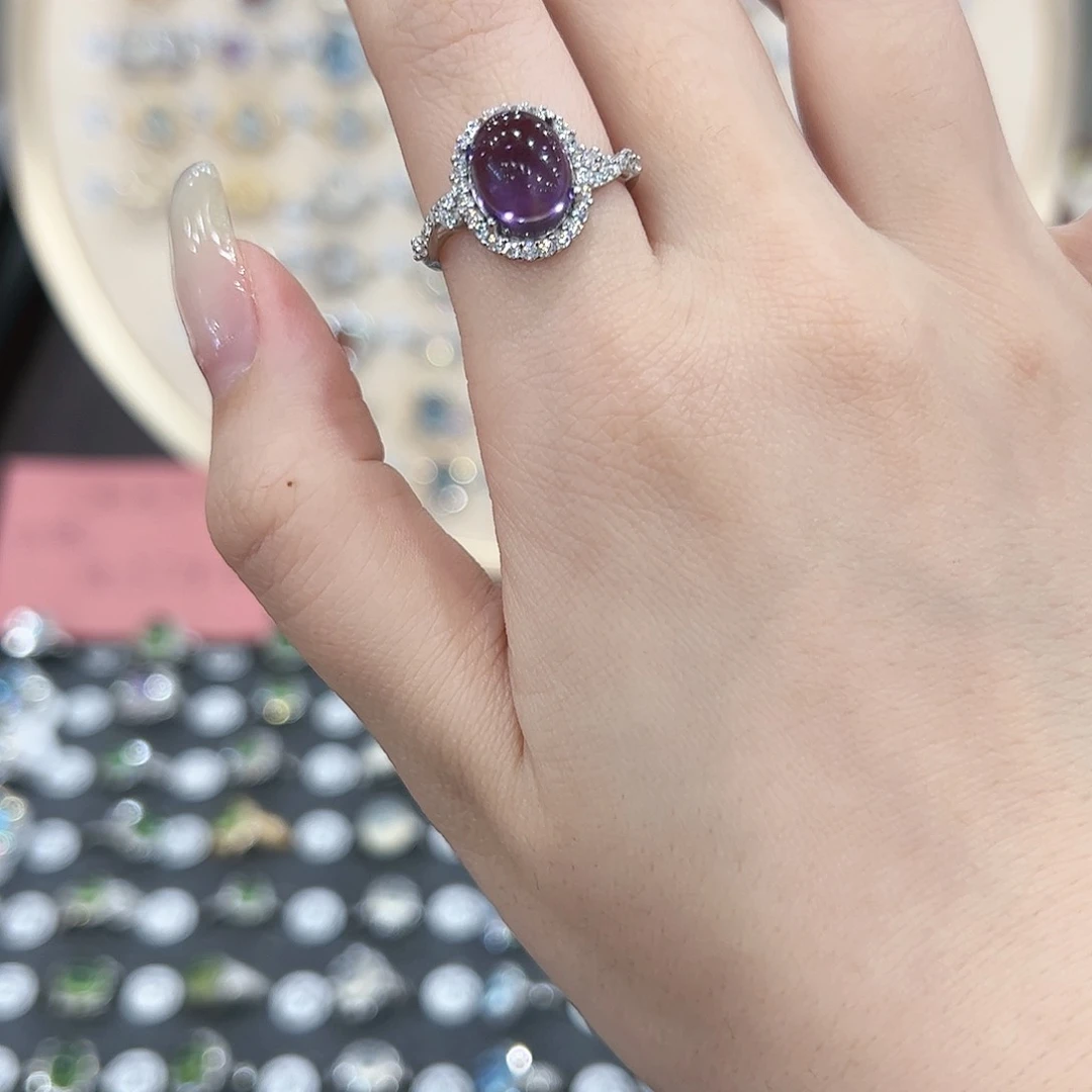 蛇纹石玉戒指银S925镶嵌?***?