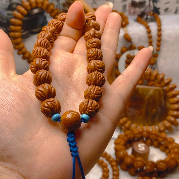 桃核手串野生红莲手捻