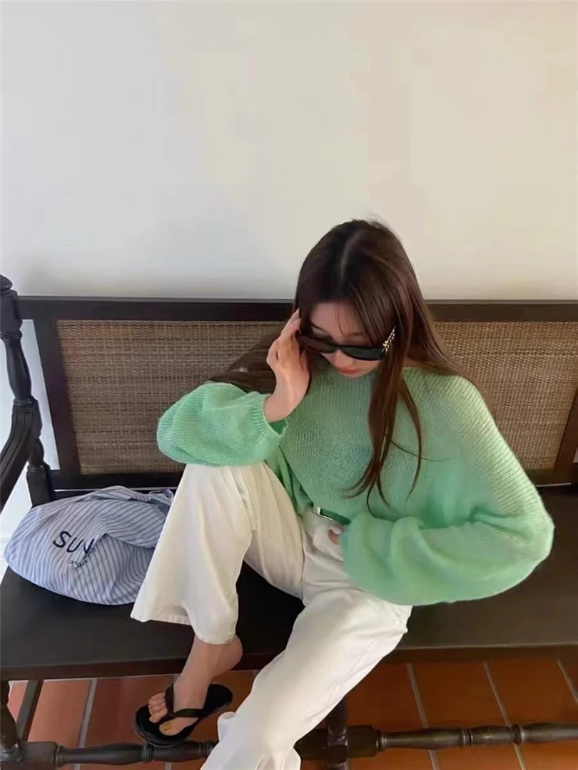 细软马海毛圆领套头毛衣(不扎人)