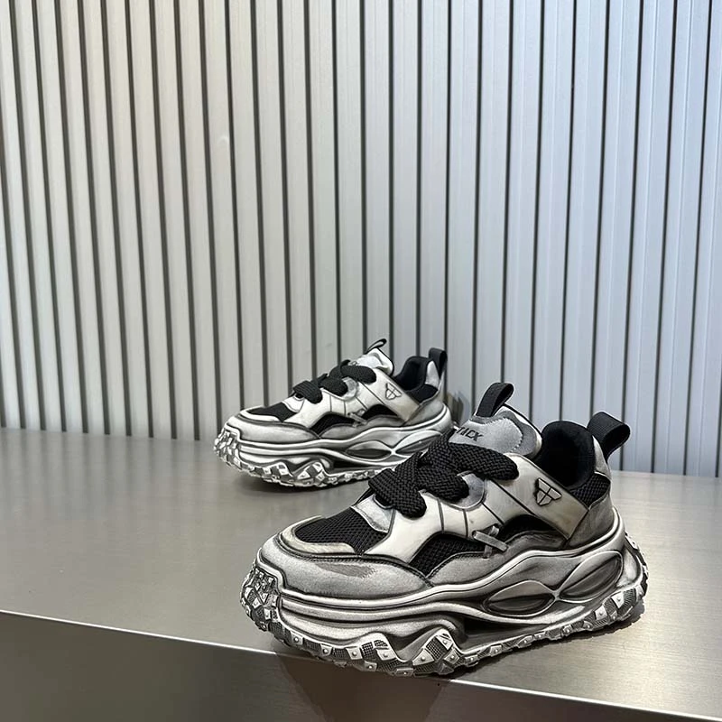 欧货潮男网红气垫老爹鞋2025年夏季款透气网面做旧擦色增高休闲鞋