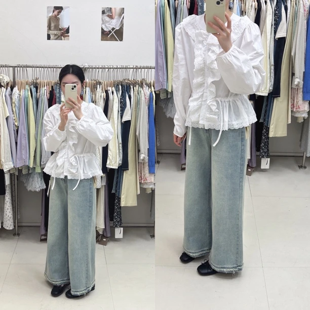 E sè 韩系女装新新款牛仔裤衬衫