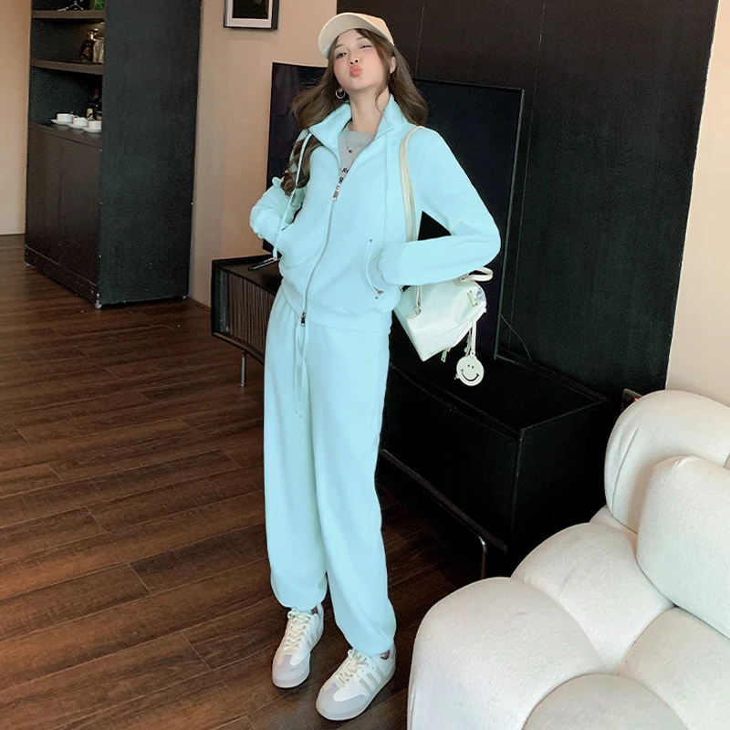 时尚网红女春季新款套装洋气减龄拉链开衫外套束脚卫裤运动两件套