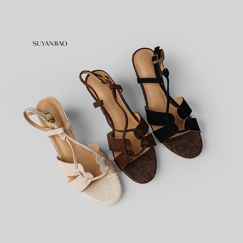 高跟粗跟凉鞋女夏外穿气质鞋子新款2025爆款洋气镂空轻奢罗马凉鞋