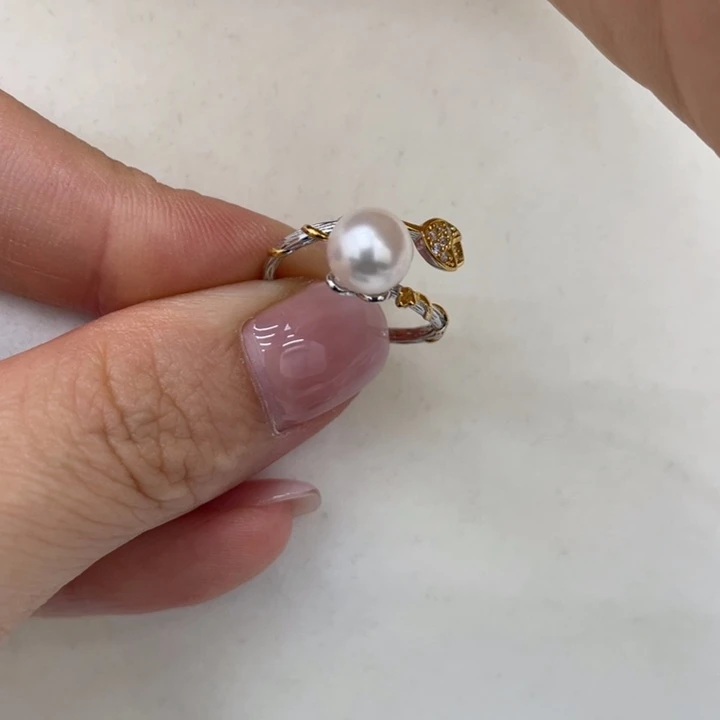 银S925镶嵌海水珍珠戒指