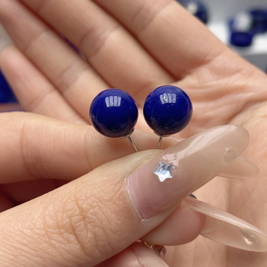 青金石未镶嵌耳饰10mm