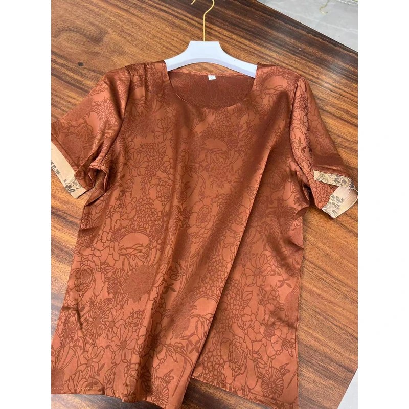 11花萝中年妈妈装衬衫国风网红复古透气T恤上衣