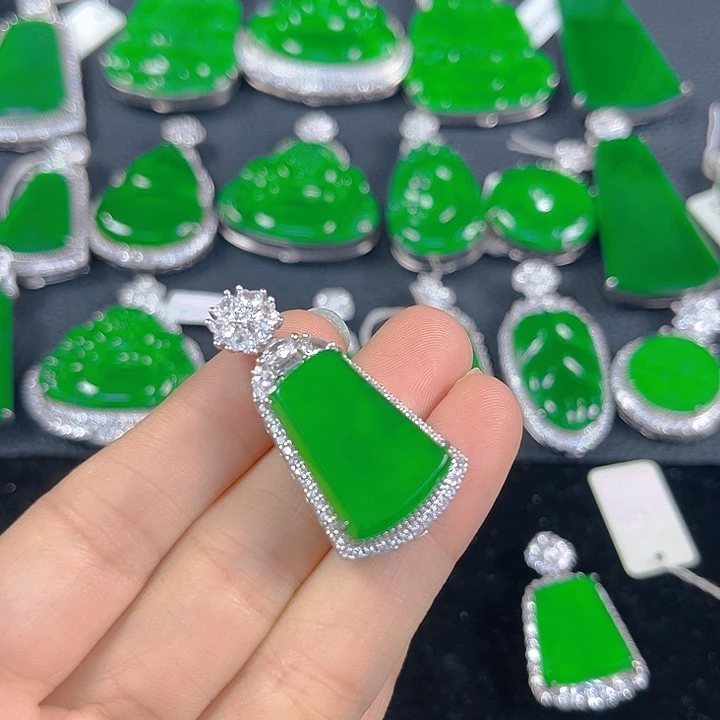 翡翠银S925镶嵌吊坠(不含链)
