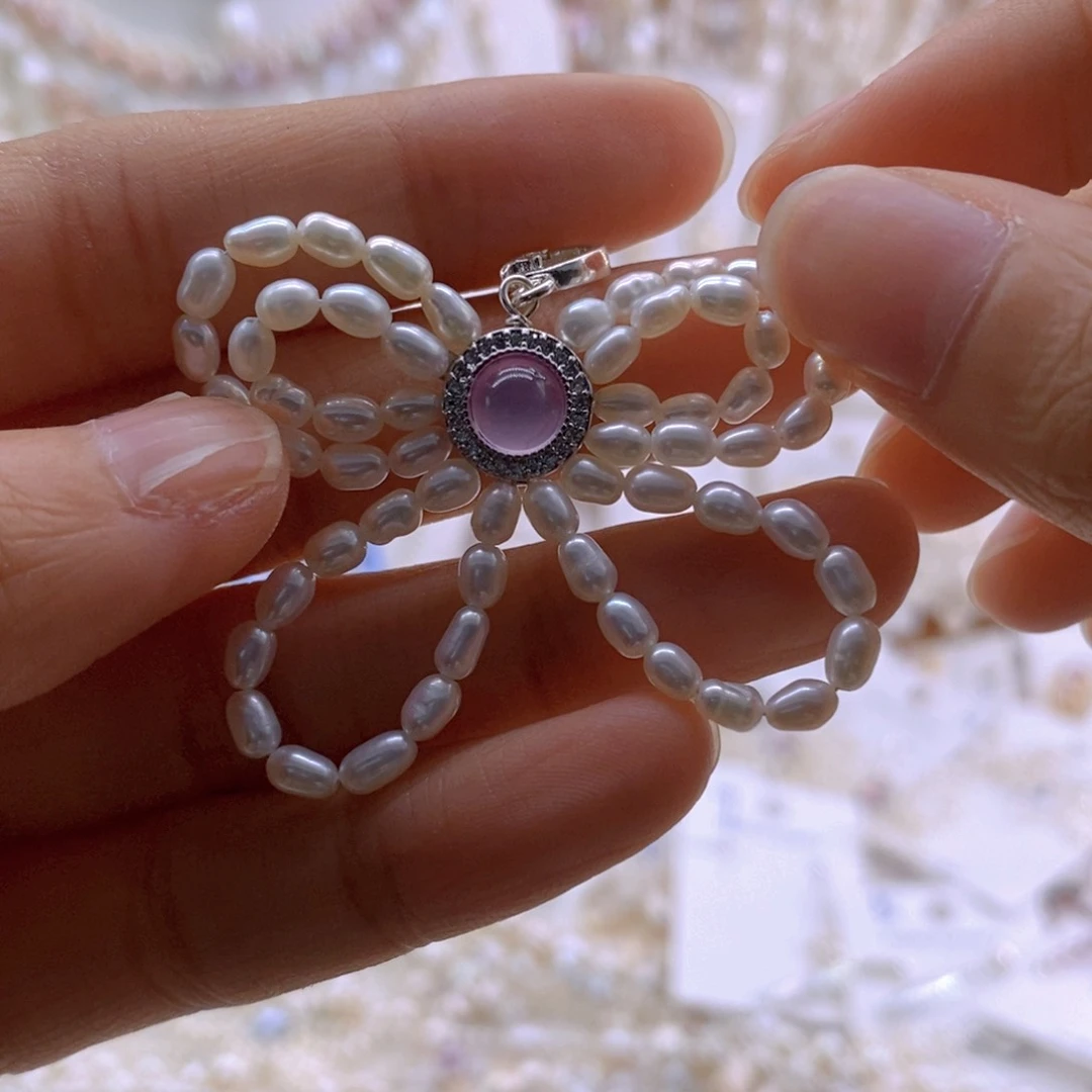 银S925镶嵌淡水珍珠耳饰吊坠