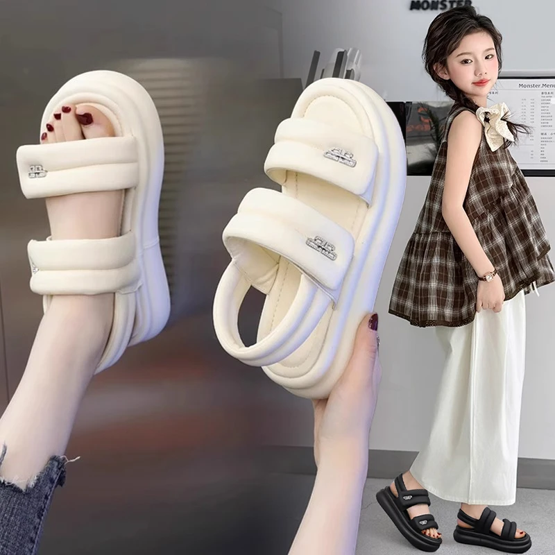 女童凉鞋2025夏季爆款网红百搭软底时尚儿童学生仙女风运动沙滩鞋