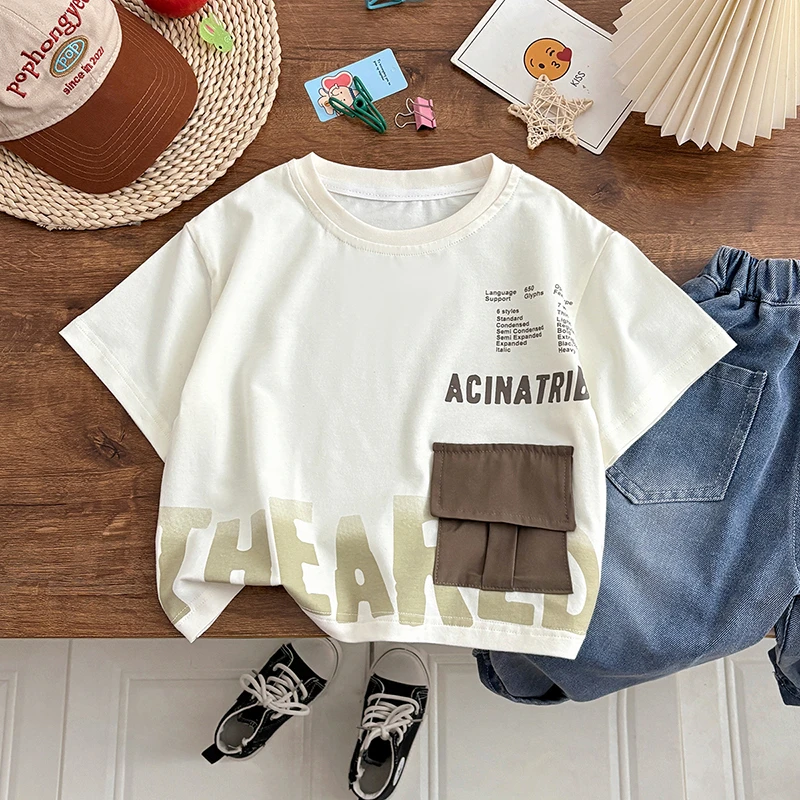 夏季儿童短袖纯棉上衣T恤潮款帅气中大童洋气t恤宽松百搭宝宝印花