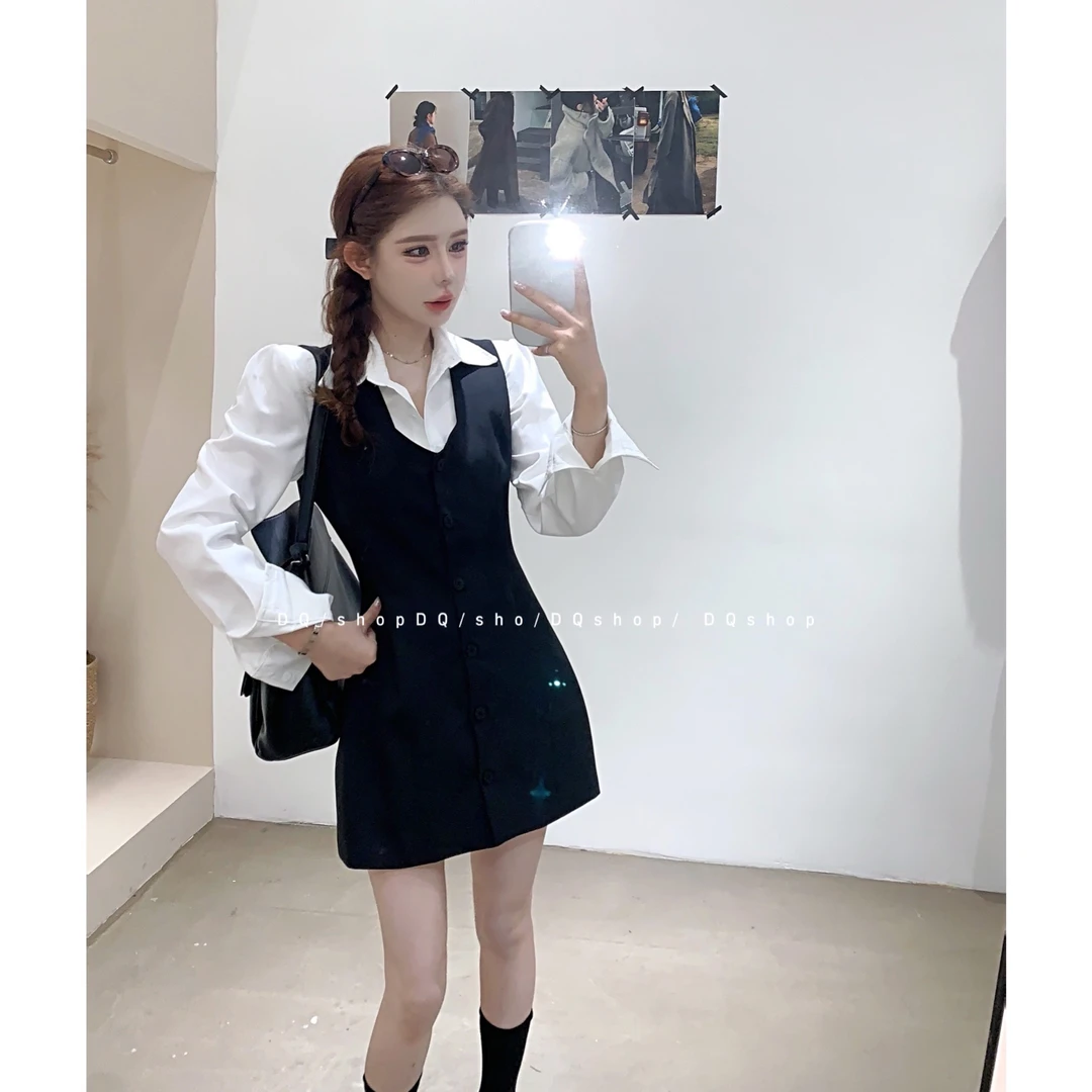 【 人间窈窕】 扣子收腰西装裙