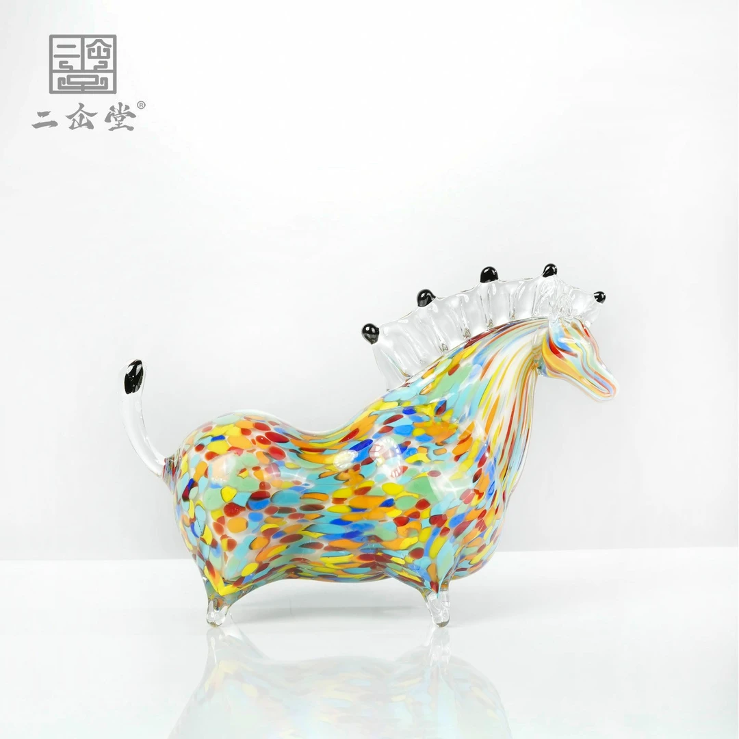 二仚堂淄博琉璃《花园唐马》家居酒柜客厅桌面小摆件装饰吉庆料兽