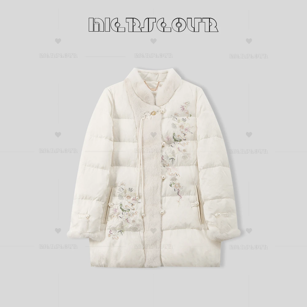 冬季新款中式设计刺绣气质羽绒外套2008