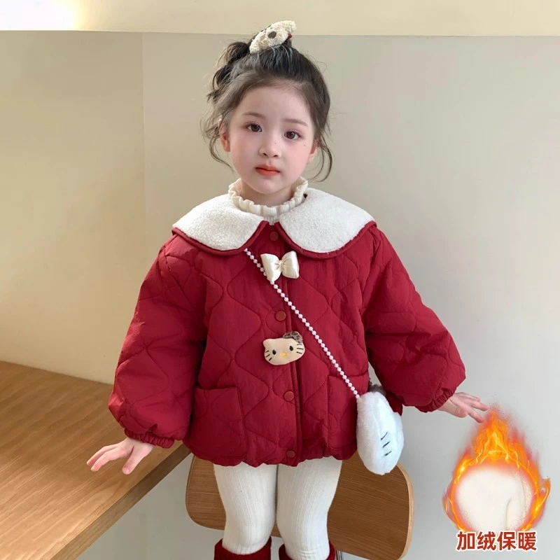女童加绒棉衣冬季2025新款卡通时髦儿童加厚棉服外套冬装宝宝棉袄