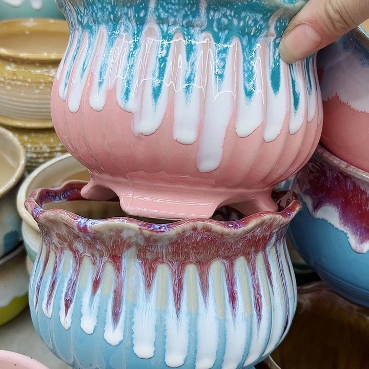 多肉绿植陶瓷花盆9.9包邮，有孔