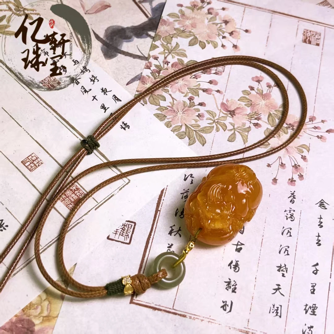 【亿轩珠宝】ZX183209花蜡貔貅吊坠项绳diy和田玉