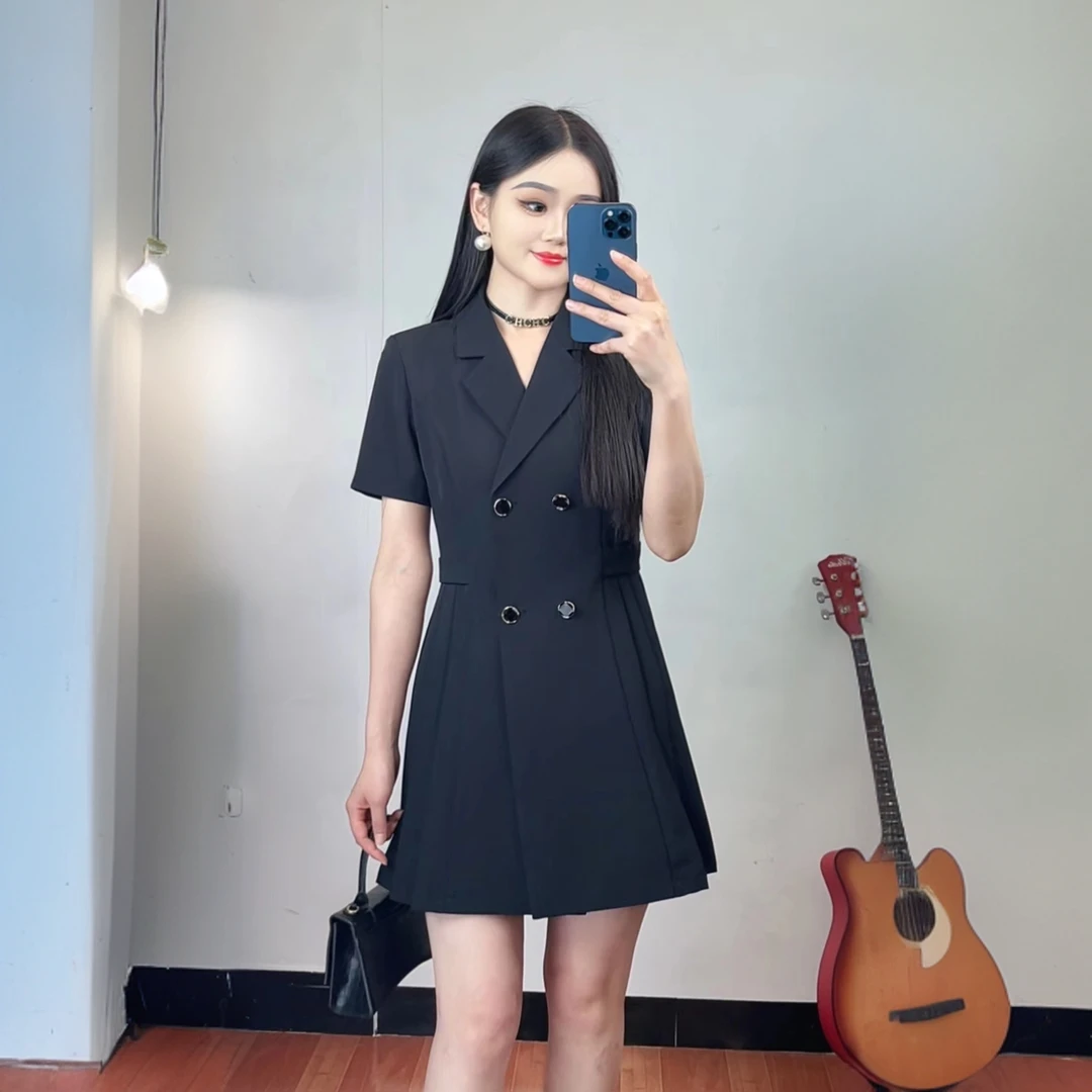 2025,<曼线诗>时尚西服裙小个子修身夏季气质显瘦女神范连衣裙T03