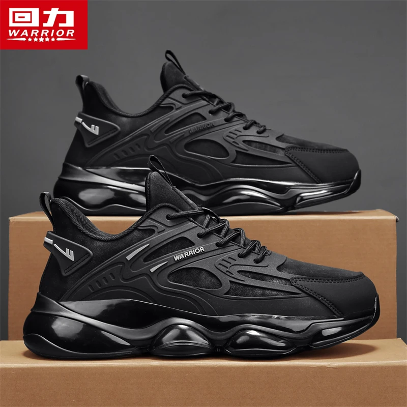 回力黑武士男鞋2025新款休闲男士跑步鞋减震运动气垫黑色老爹潮鞋
