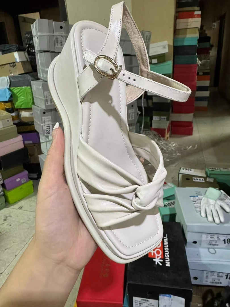 4567米白色  新款中跟夏季凉鞋