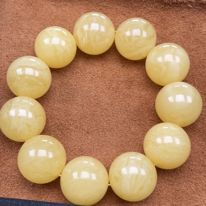 裸石蜜蜡未镶嵌蜜蜡23mm手串重78.3