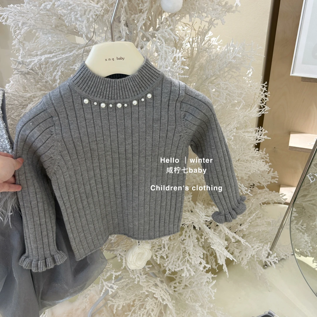 【现】女童连衣裙加绒秋冬2024新款洋气高定宝宝miu系小香风公主裙