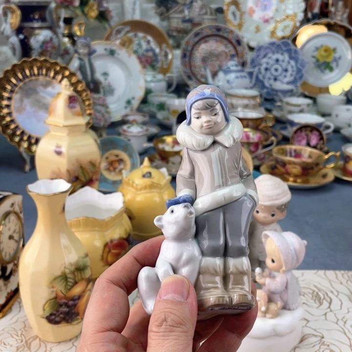 中古瓷器小房子盘子