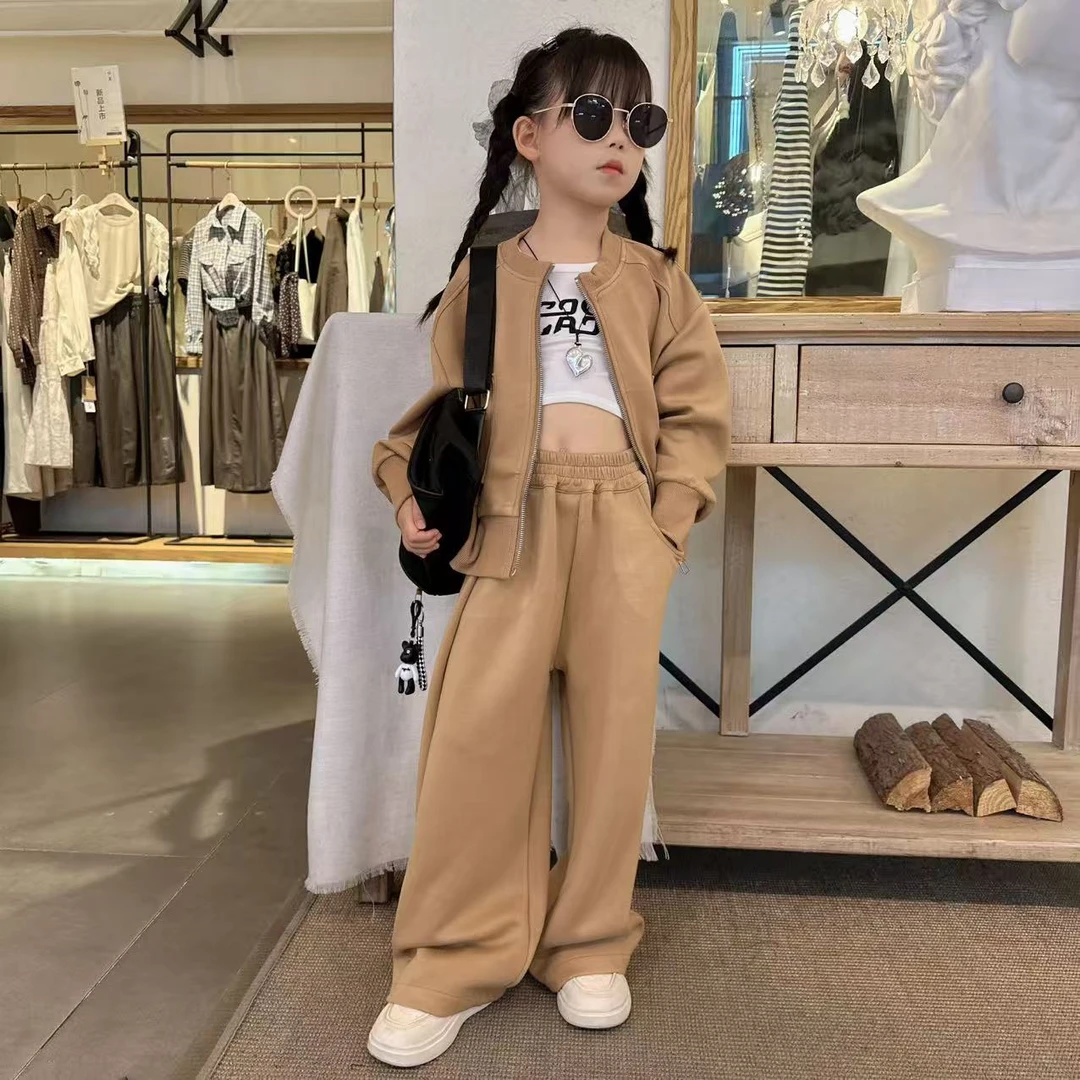 女童高品质卫衣套装2025新款儿童打底衫开衫外套长裤春秋两件套