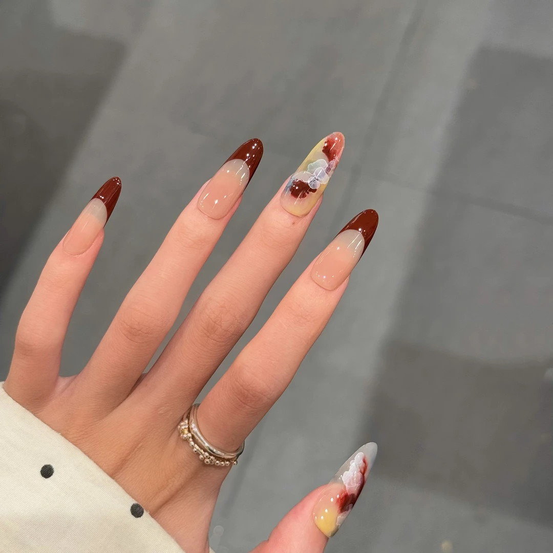 【七彩祥云】纯手工穿戴甲秋冬新款晕染法式重工设计师款指甲贴美甲