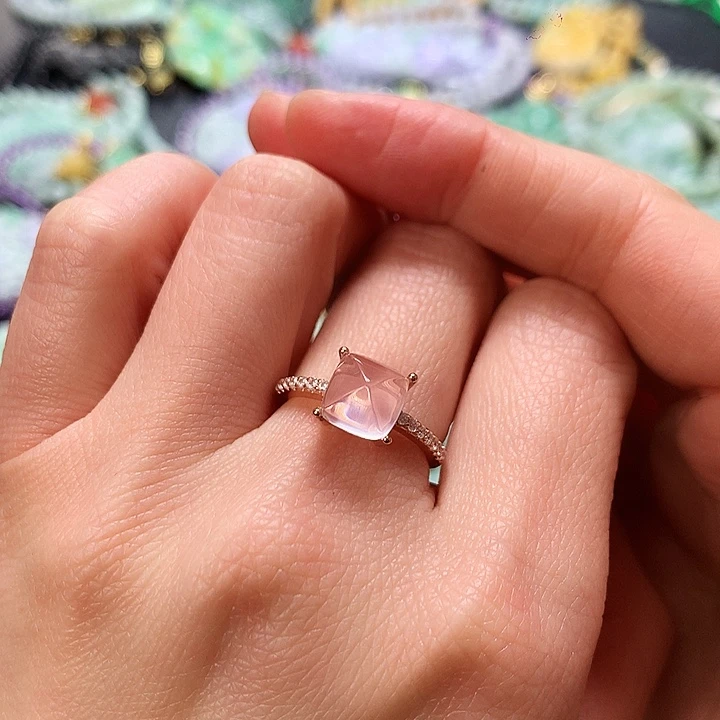 烟晶戒指银S925镶嵌戒指