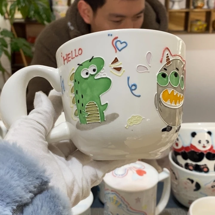 杯点*啥草莓KT 景德镇釉下彩手绘