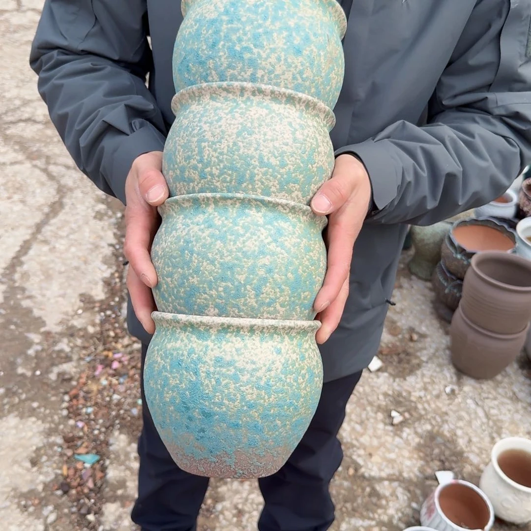 紫砂摆件口15高14（四个罐