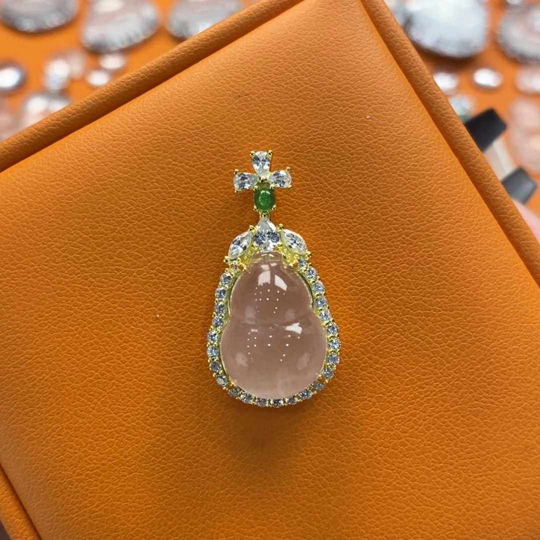 石英质玉吊坠(赠链)银S925镶嵌