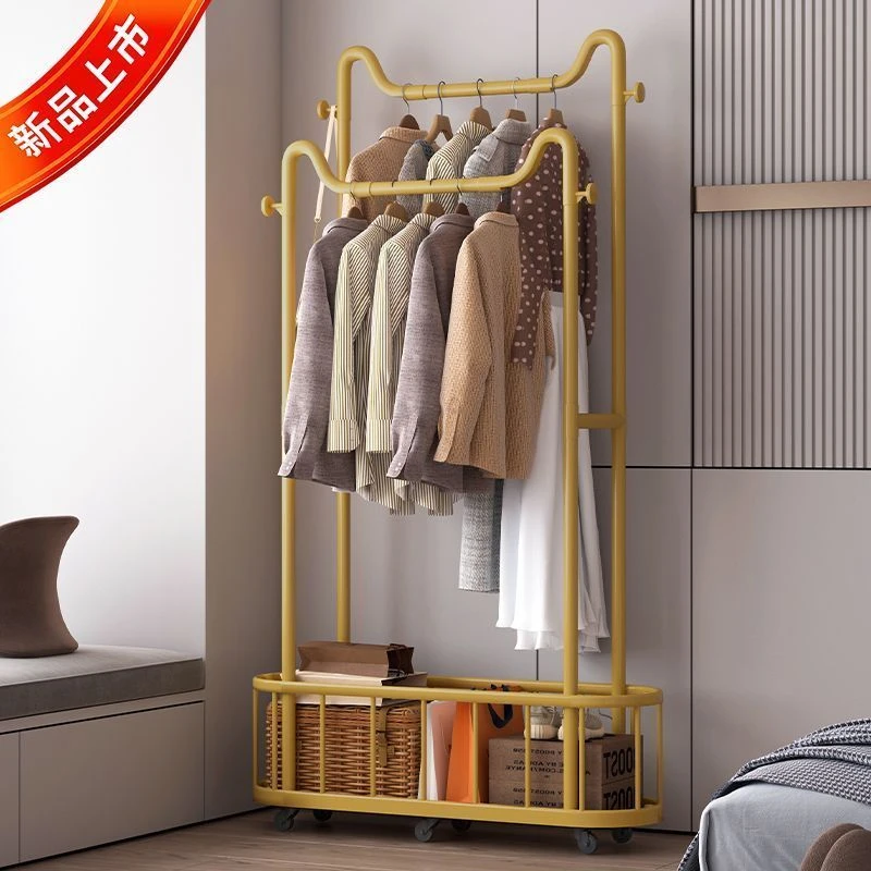 衣架落地立式挂衣架移动带轮家用租房宿舍晾衣架浴室简易衣帽架