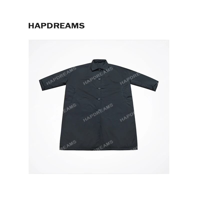 双面穿夹棉风衣秋冬 简约阔版翻领防风棉服外套 917