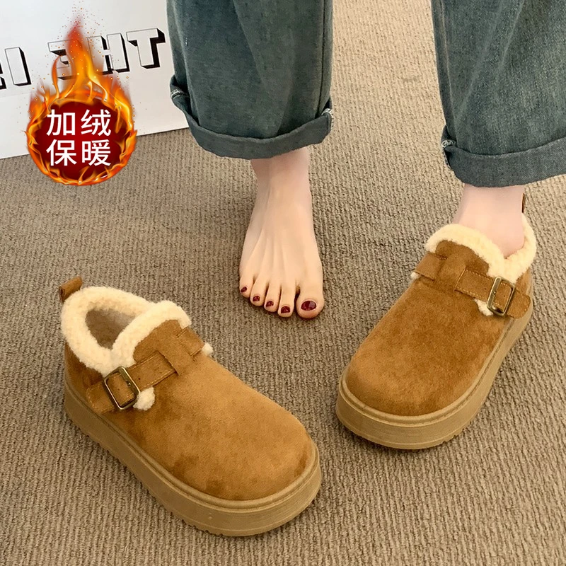 加绒勃肯鞋女款2025新款秋冬保暖棉鞋复古法式增高小个子网红潮鞋